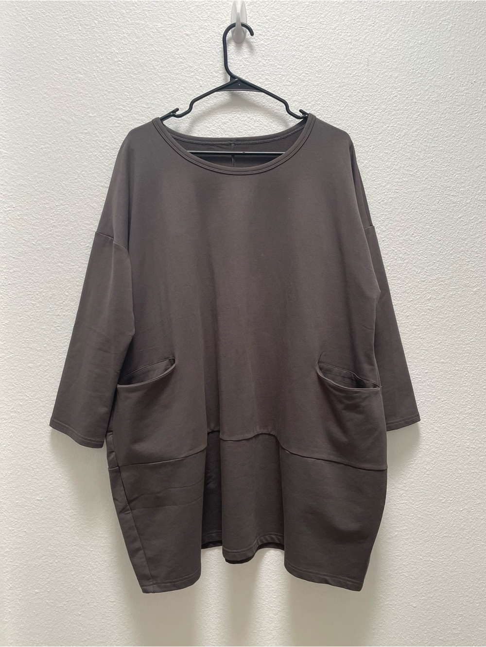 Oversized Pocket French Terry Tunic Top in gray